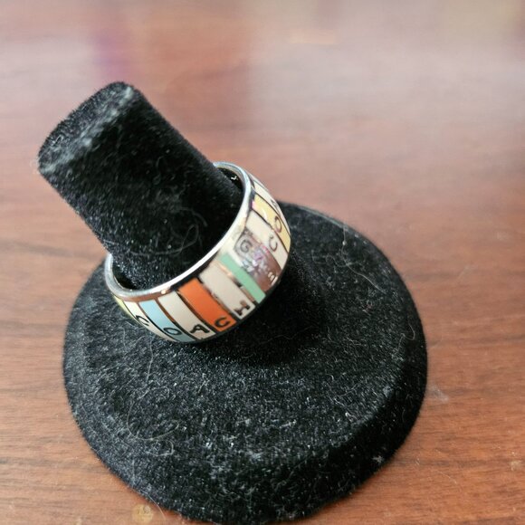 Coach Mult Colored Signature Beach Stripe Ring Size 7 - Picture 4 of 4